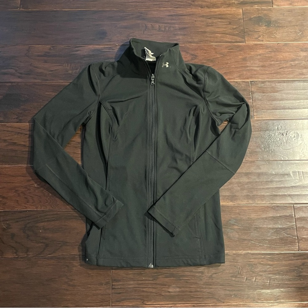 Under Armour Black Utility Jacket with High Collar and Full-Length Zipper